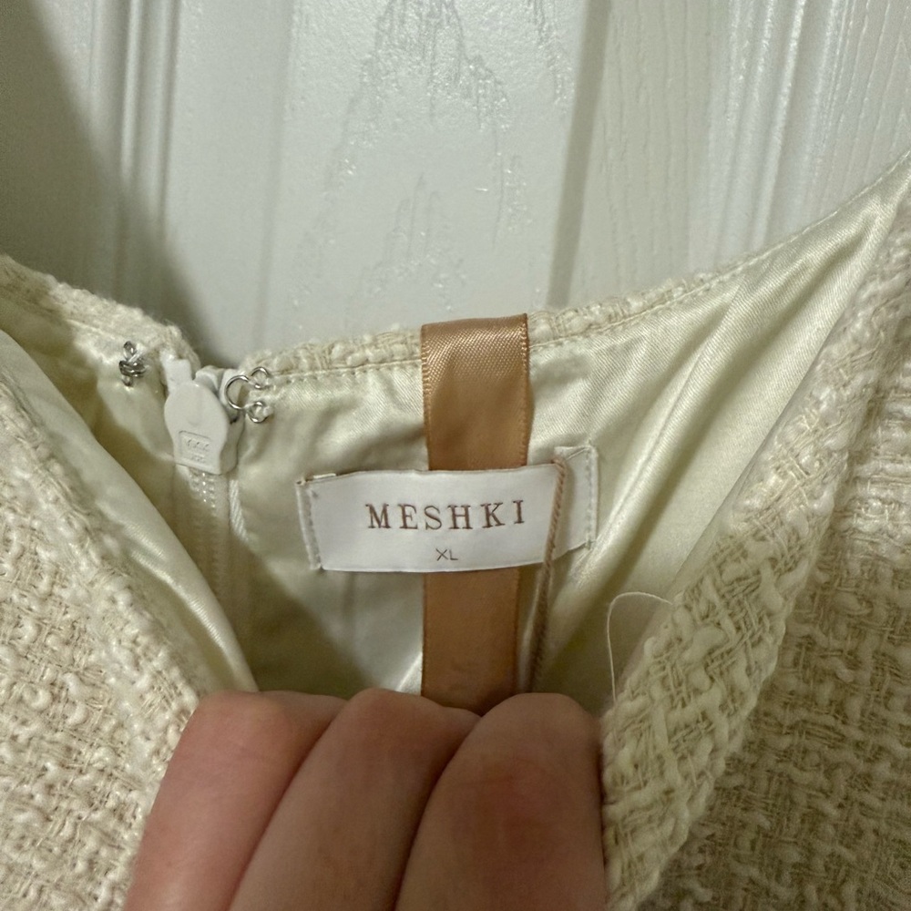 Meshki Cream Tweed Textured Midi Dress - Picture 3 of 5